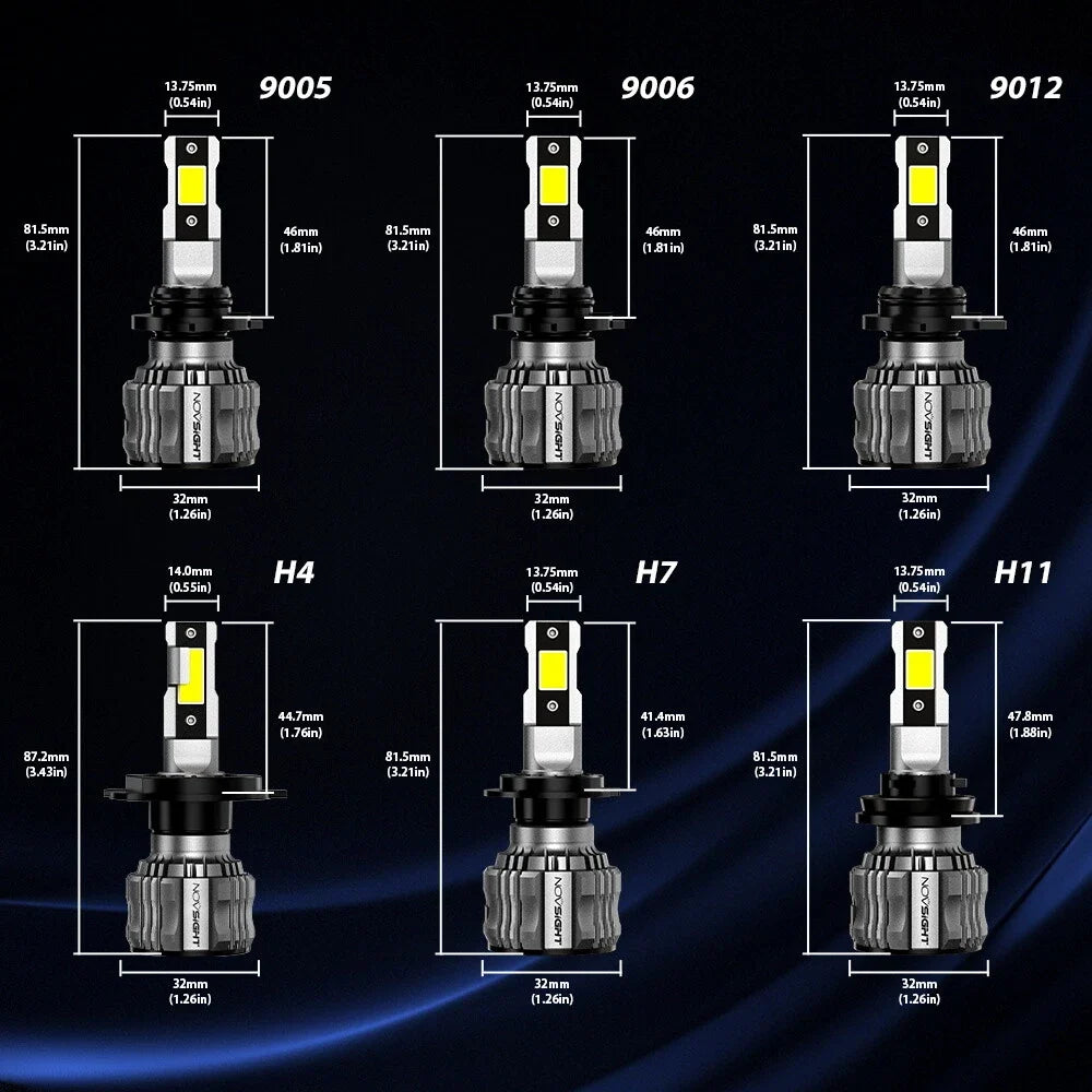 Set of 4 H4 H11 H13 9005 9006 LED Headlight Bulbs for H/Low Beam