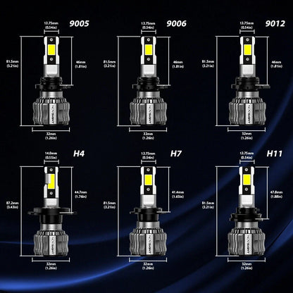 Set of 4 H4 H11 H13 9005 9006 LED Headlight Bulbs for H/Low Beam