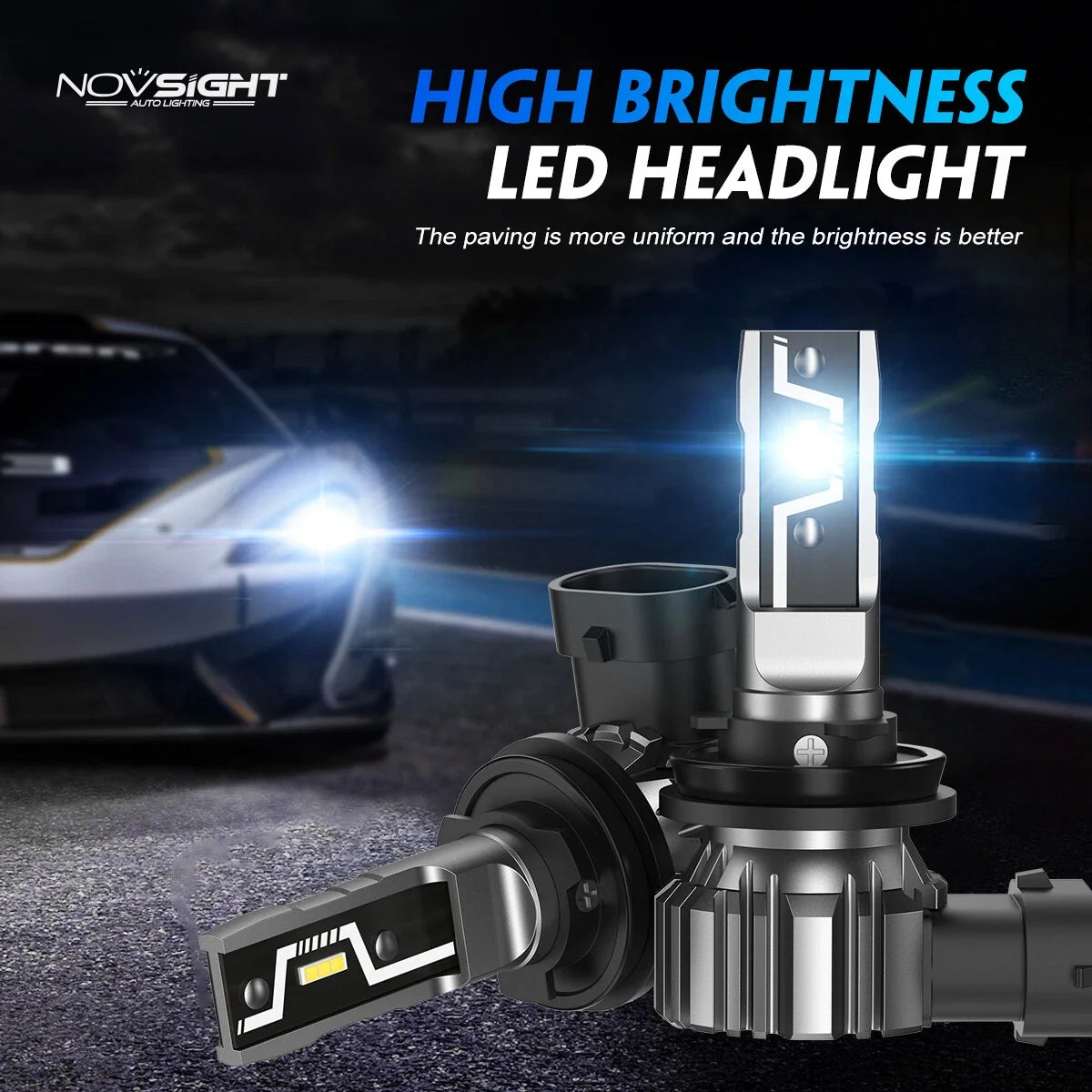 H11 H8 H9 LED Headlight Bulbs Conversion Kit for NOVSIGHT (6500K, 10000LM)
