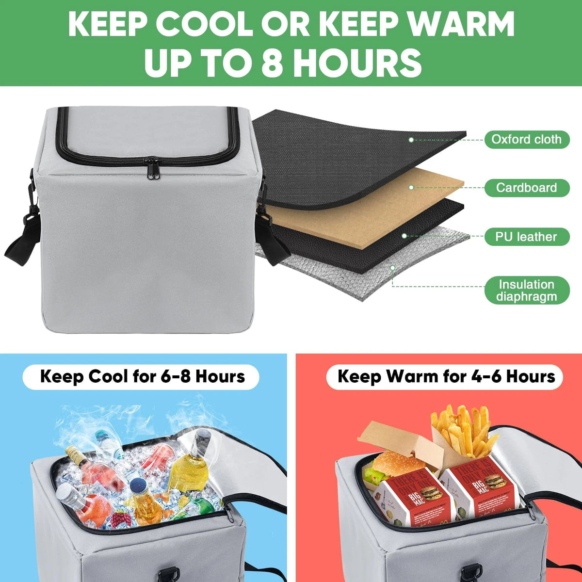 Car Trunk Organizer with Insulated Grocery Bag for Universal Fit (110L)