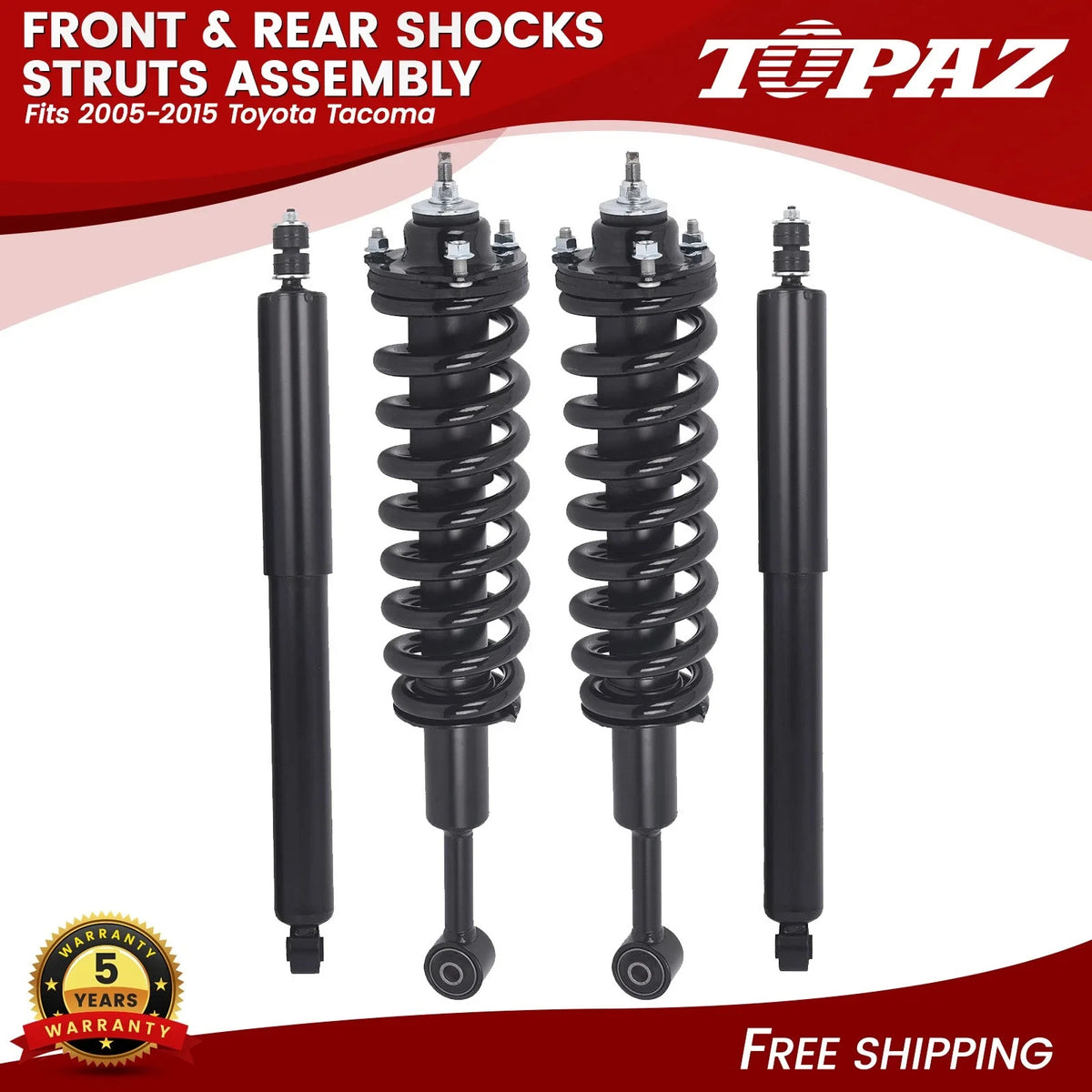 Set of 2 Front Struts with Coil Spring & Rear Shock for Toyota Tacoma (2005–2015)