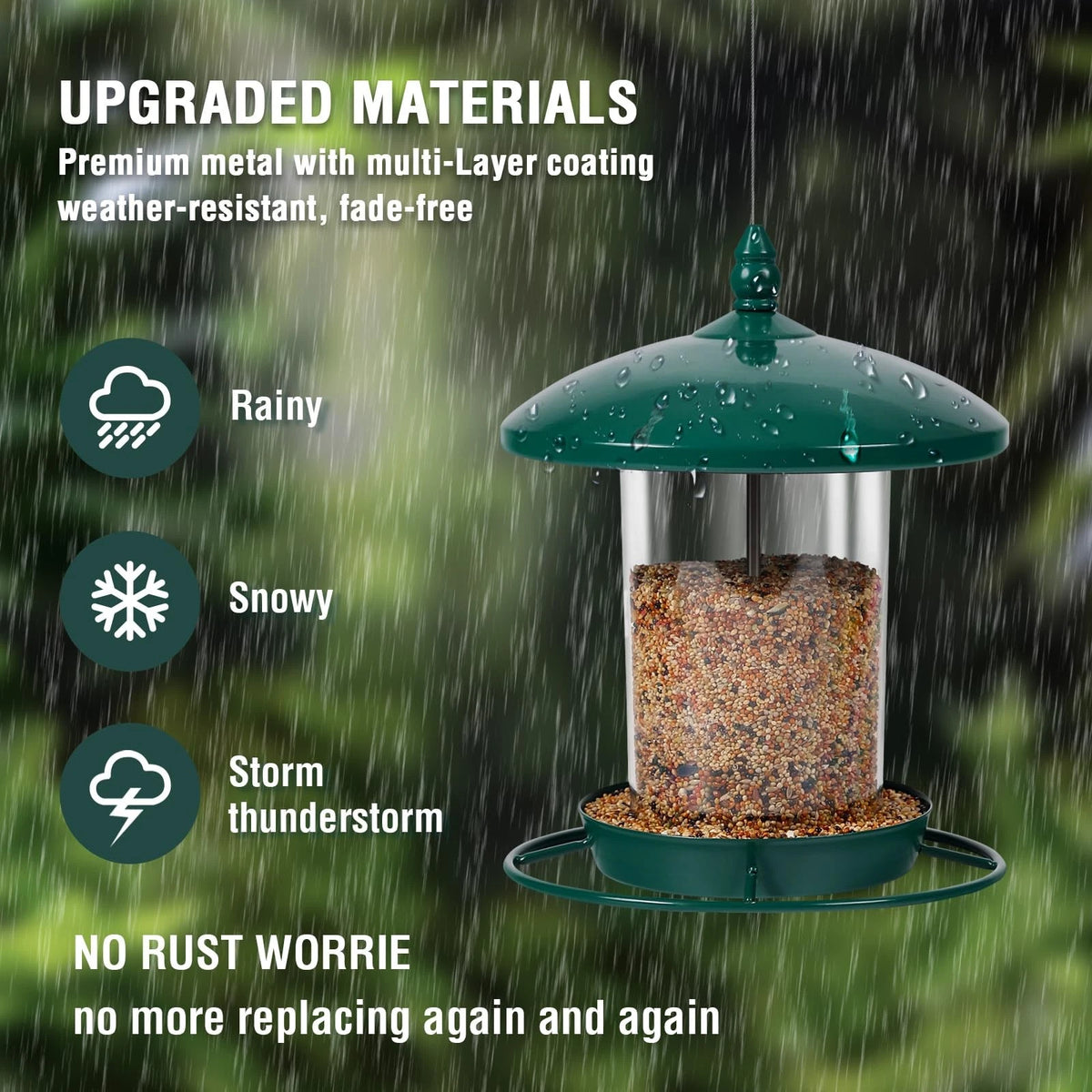 Hanging Bird Feeder for Garden Outdoor (3LB, Metal, Weatherproof)