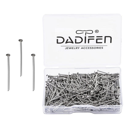 600pcs 304 Stainless-Steel Head Pins for Jewelry (0.7x20mm, Silver)