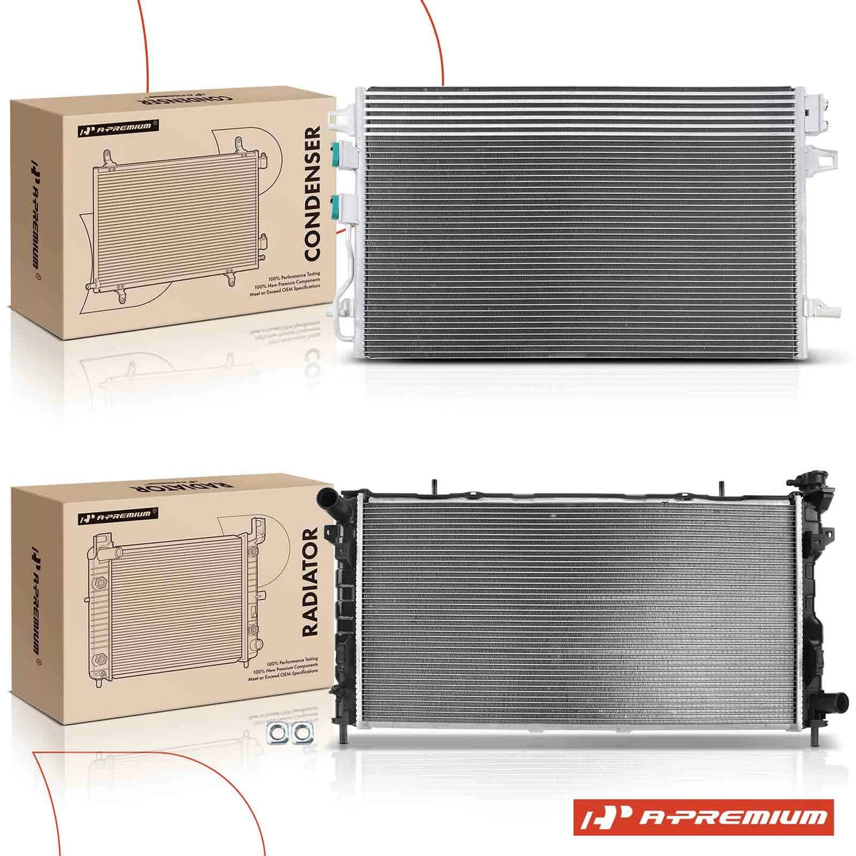 Aluminum Radiator & A/C Condenser for Dodge Caravan (2005–2007) 8012770, 4677694AA, 4677509AB, 68059739AB
