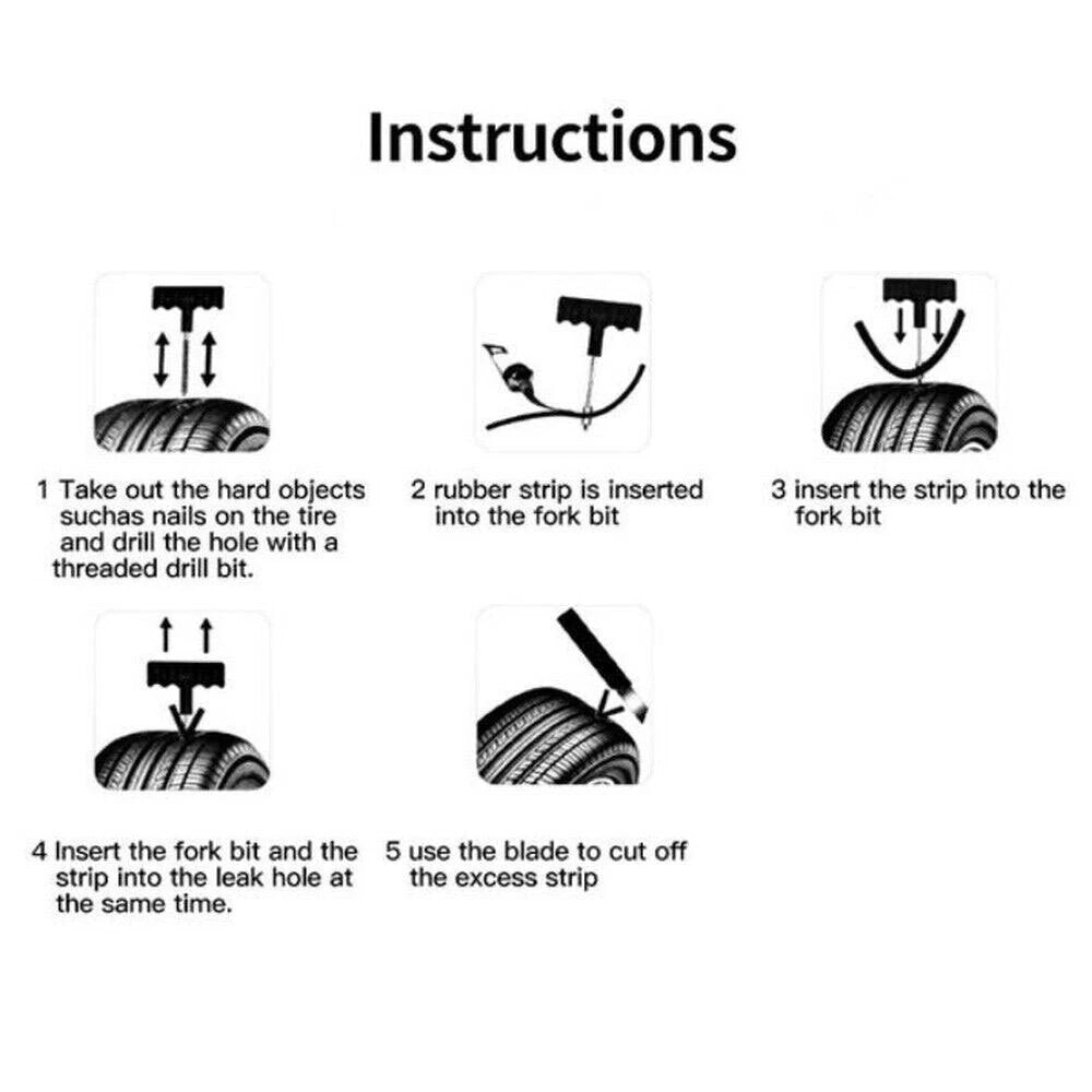Tire Puncture Repair Plug Kit for Cars - Tubeless Needle Patch Tool