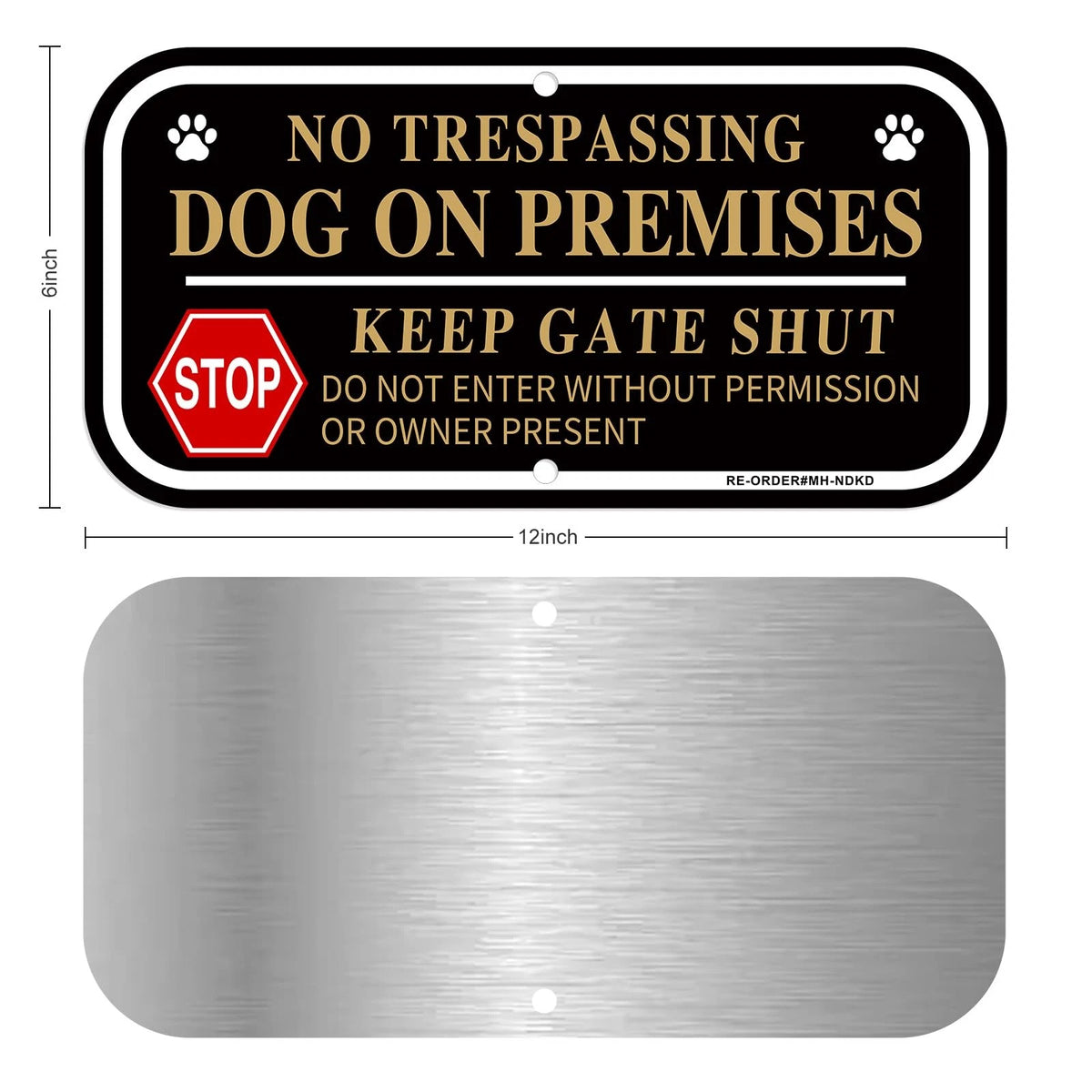 2X No Trespassing Dog On Premises Signs for Home (12x6 Inch)