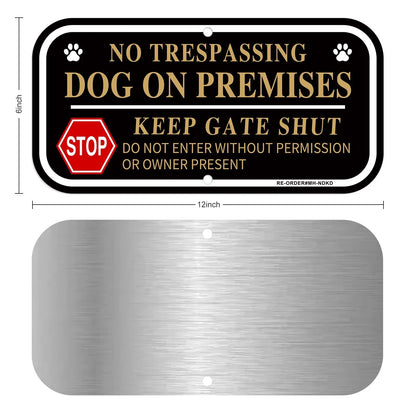 2X No Trespassing Dog On Premises Signs for Home (12x6 Inch)