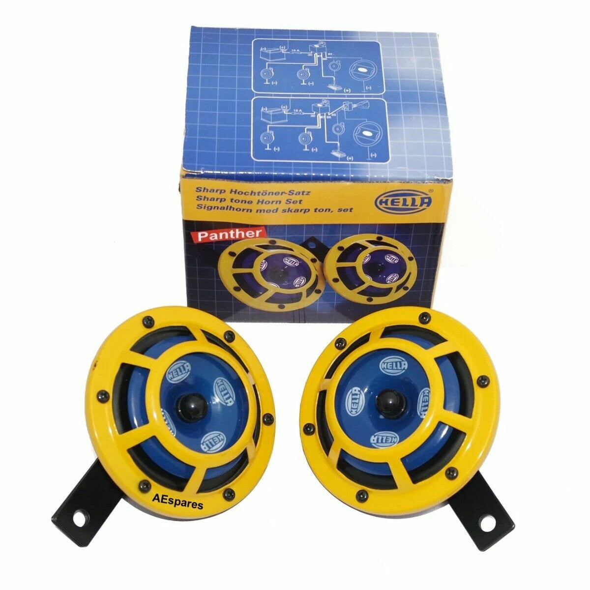 Dual Horns for Willys Jeeps (12V) - Sharp Tone, Yellow Panther