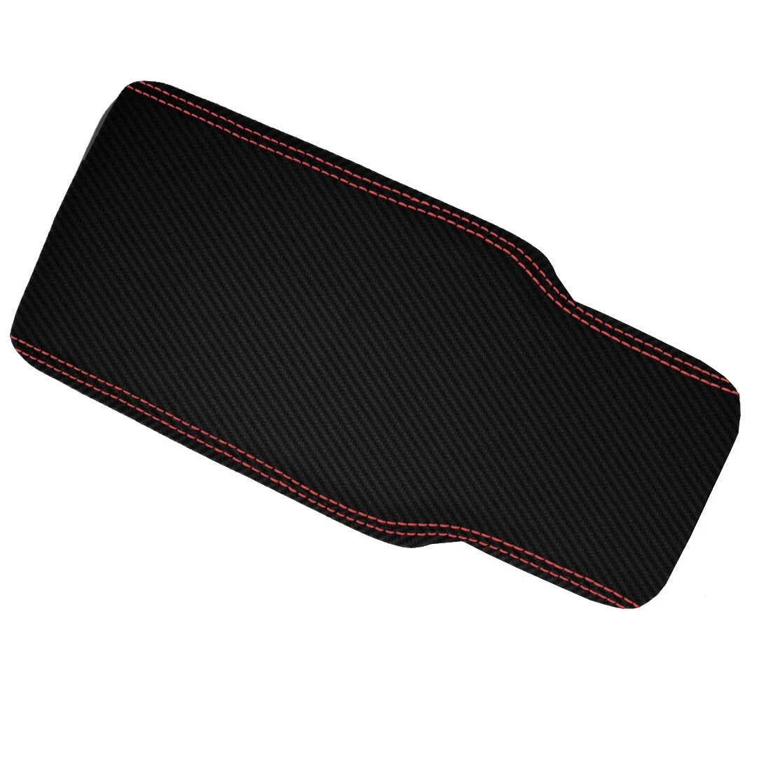 Console Lid Cover for Lincoln Town Car (2003–2011) - PVC Carbon, Red Stitch