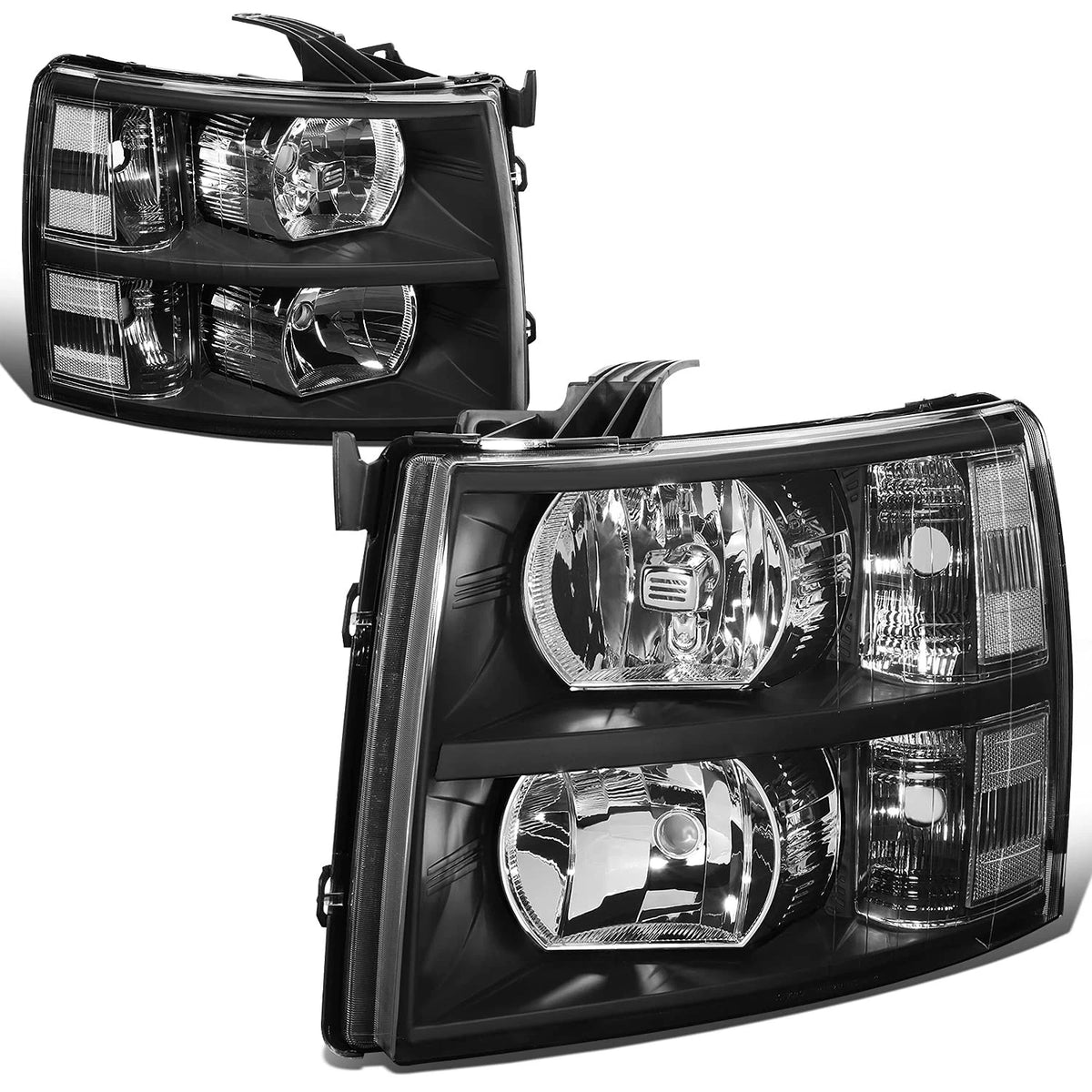 Pair of Black Housing Headlights for
