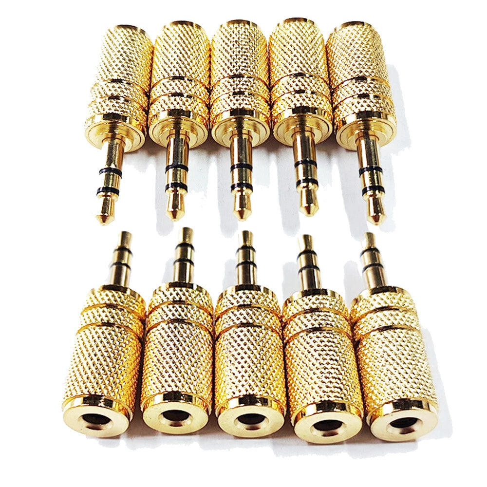 10Pcs 3.5mm Stereo TRS Male to Mono TS Female Audio Adapter