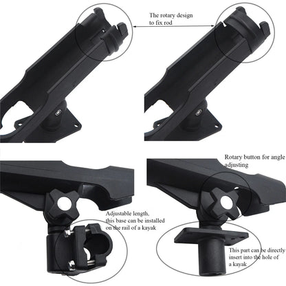 Adjustable Side Rail Mount Fishing Pole Rod Holder for Kayak Boat (1PC)