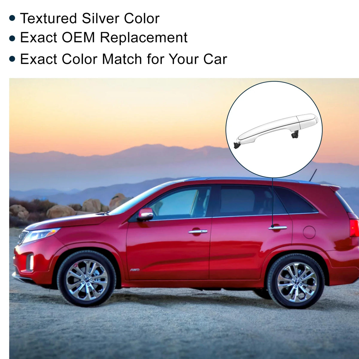 Exterior Rear Left Driver Side Chrome Door Handle for Kia Sorento (2011–2015)