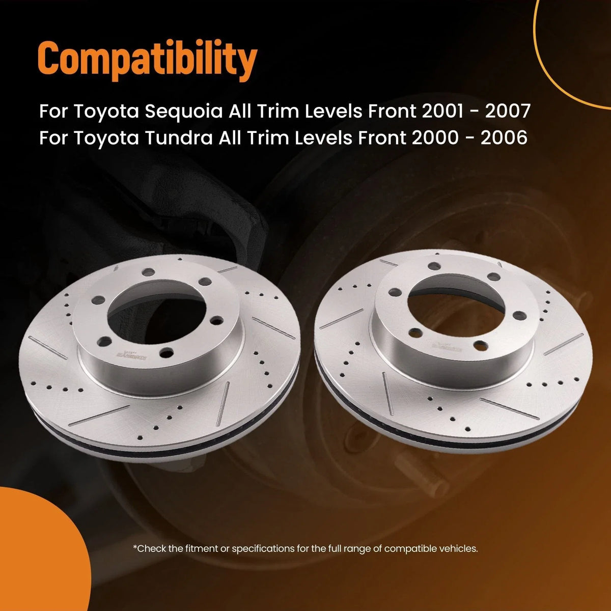 Set of 2 Front Brake Rotors for Toyota Sequoia Tundra (2000–2007)