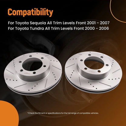 Set of 2 Front Brake Rotors for Toyota Sequoia Tundra (2000–2007)