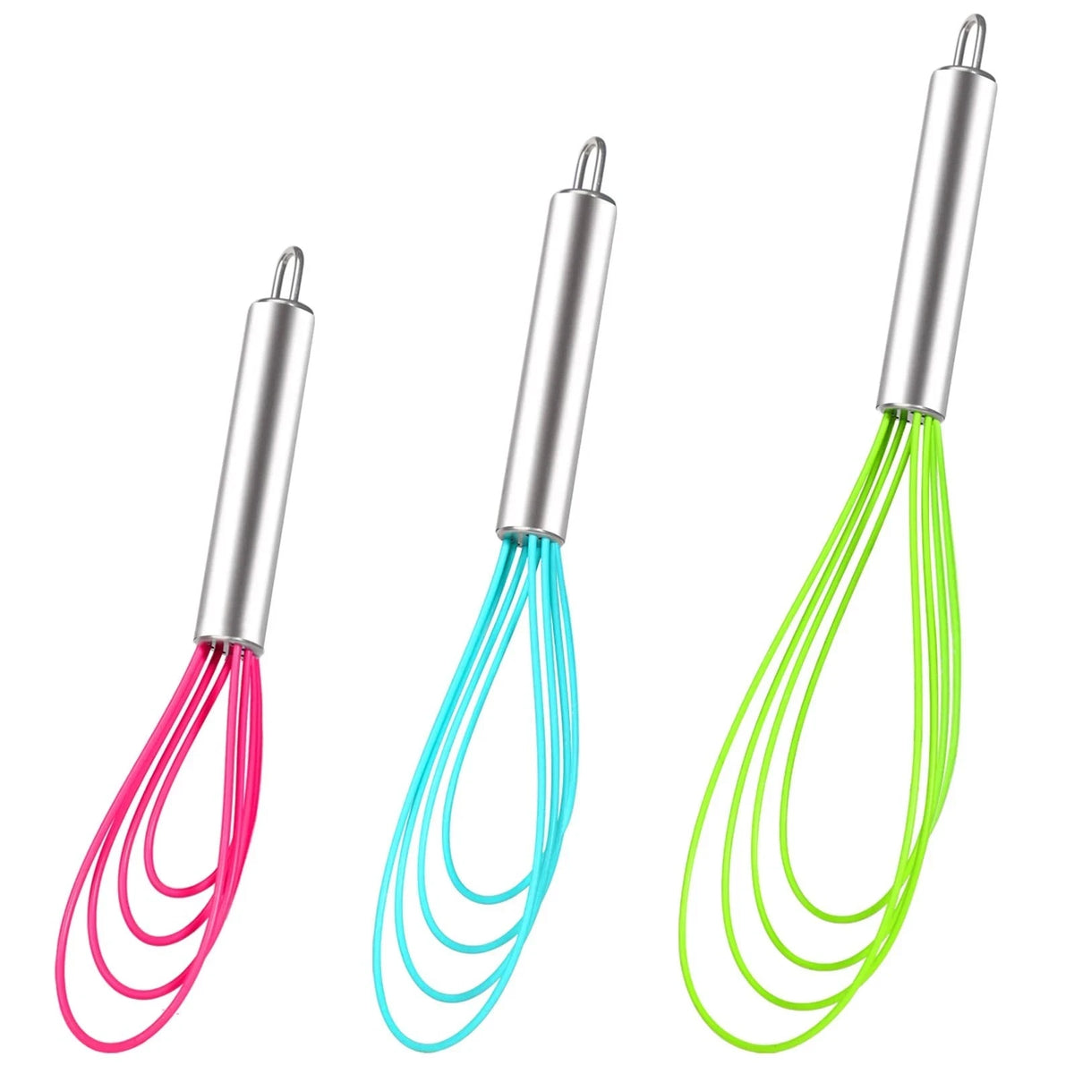 Silicone Flat Whisk Set of 3 Heat Resistant Non-stick Kitchen Tools