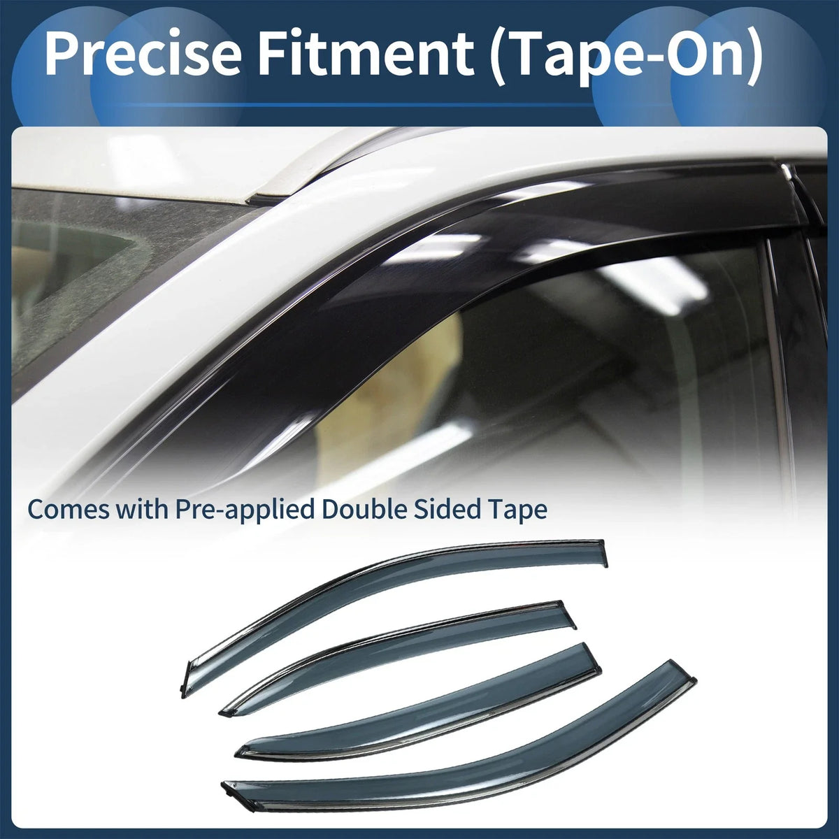 Set of 4 Window Deflectors for Chevrolet Malibu (2013–2015) Black Vent Visors