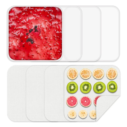 Set of 4 Silicone Food Dehydrator Trays 9.45x9.45in, Transparent