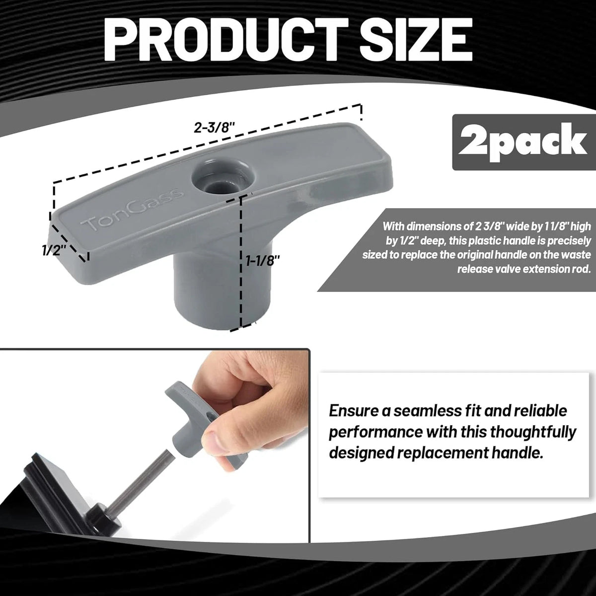 2X RV Waste Valve Handle Replacement for TonGass (Grey)