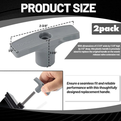2X RV Waste Valve Handle Replacement for TonGass (Grey)