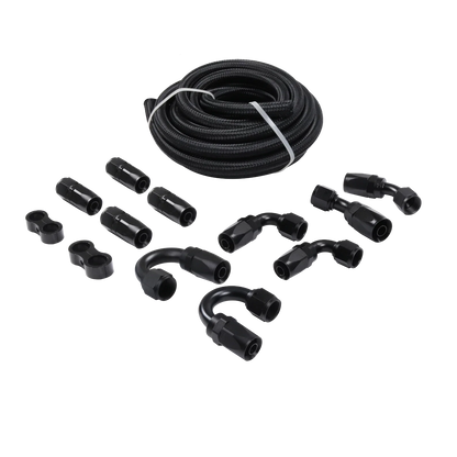 20FT 8AN Nylon Braided Fuel Line Kit with Hose Fittings for Automotive