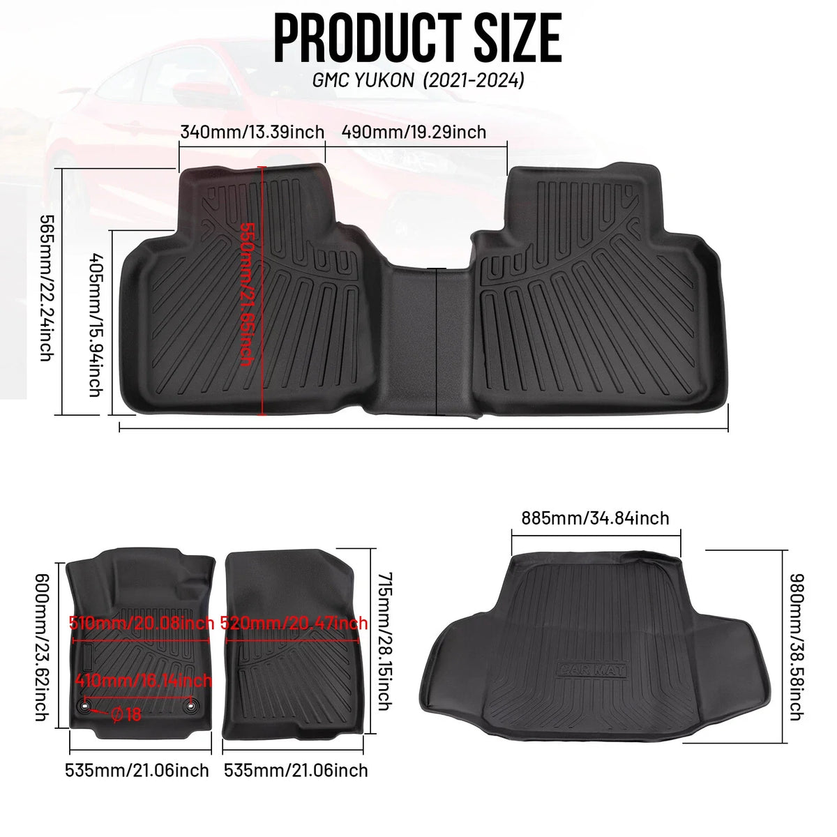TPE Floor Mats & Cargo Liner for Honda Accord Sedan (2018–2022)