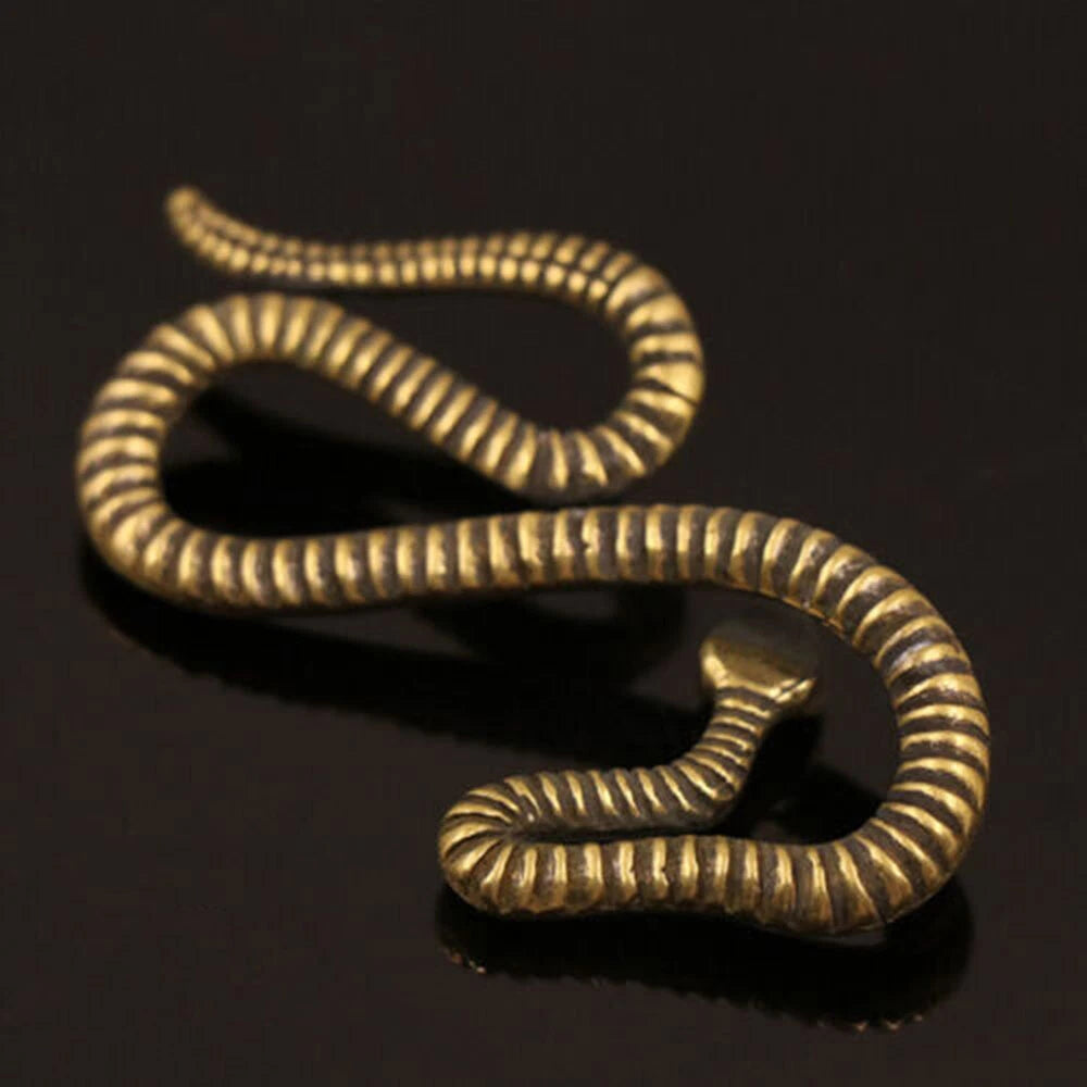 Solid Brass Snake Figurine for Home Office Decor