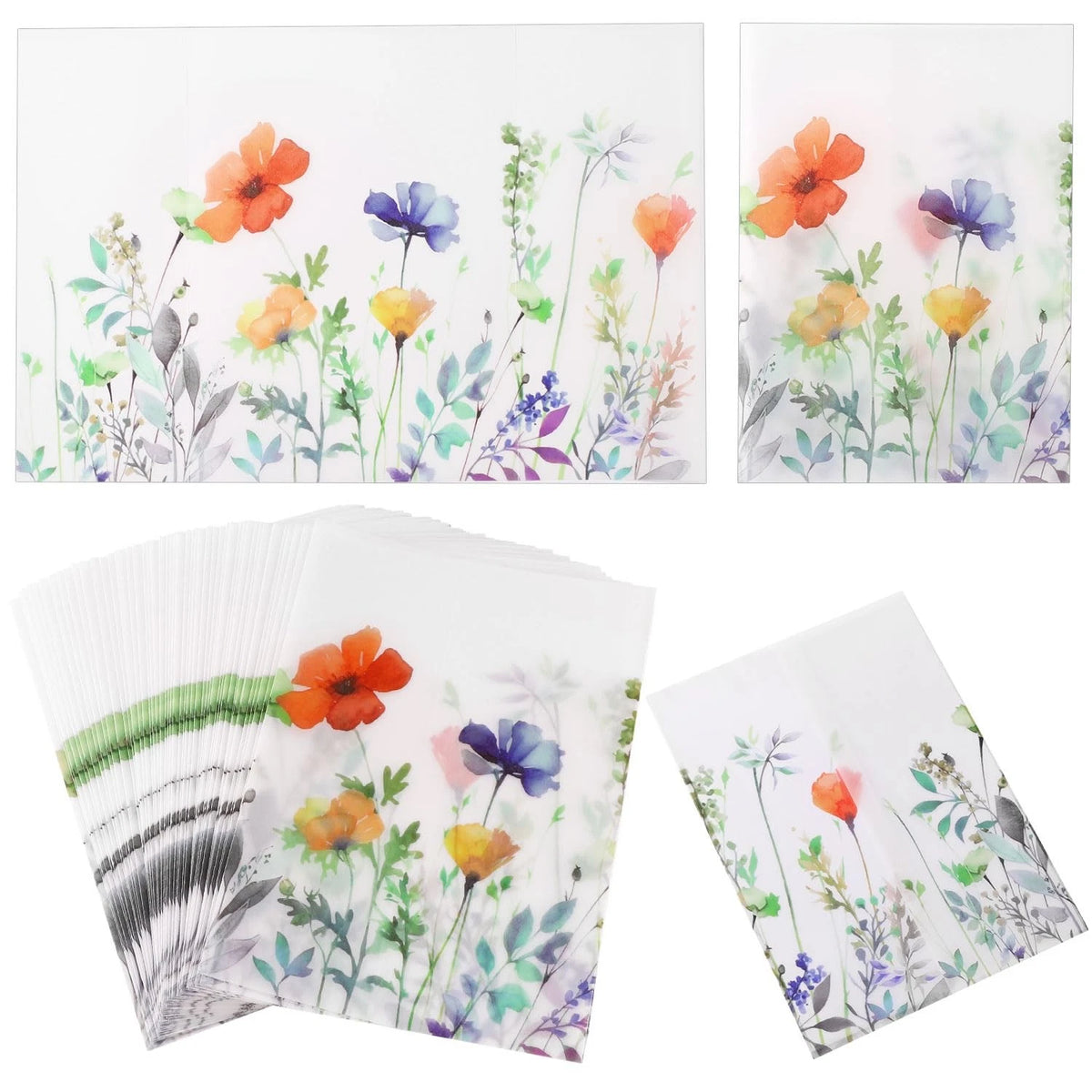 50pcs Pre-Folded Vellum Jacket for 5x7in Invitations
