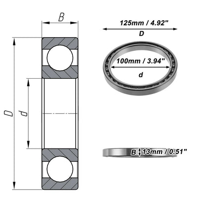 Deep Groove Ball Bearing for Scooter Skateboard Wheel (100x125x13mm)