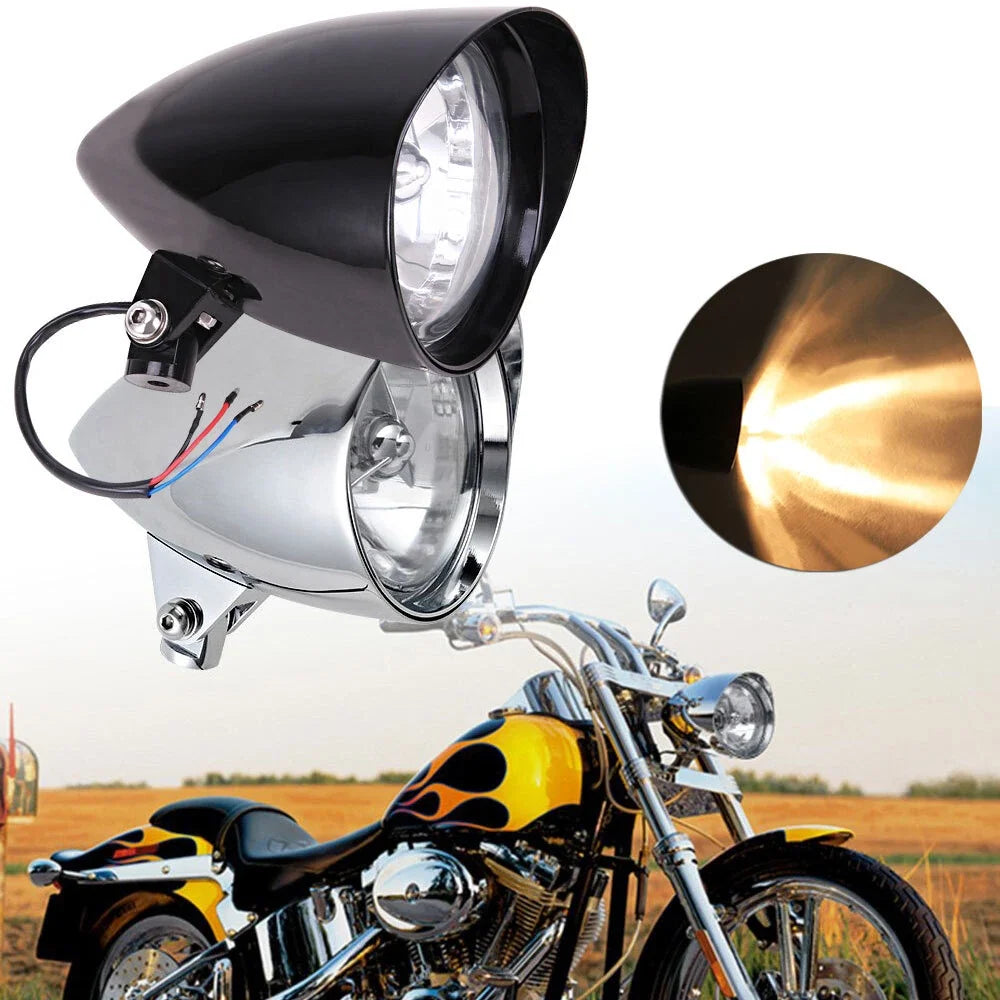 Billet Bullet Headlight for Harley Sportster (Chrome/Black)