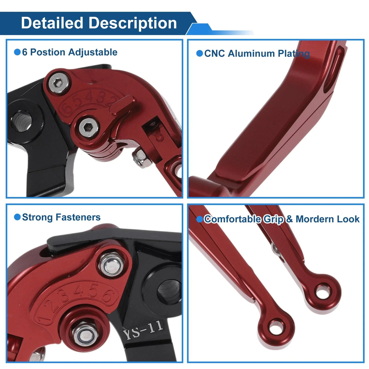 Adjustable Brake Clutch Levers for Honda X11 (1999–2002) Solid Red
