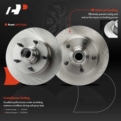 Front Side Disc Brake Rotors for Ford E-150 Club Wagon (32065040, 66455R)