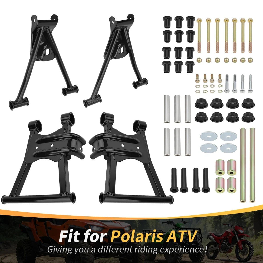 Rear Upper Lower A-Arm Kit Bushing for Polaris Sportsman 400 450 500 600 700 800 (2000–2023)