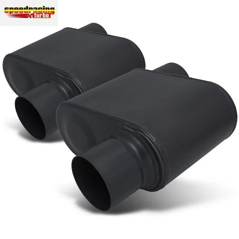 2Pcs 3" Inlet/Outlet Race Performance Chambered Exhaust Muffler for Universal