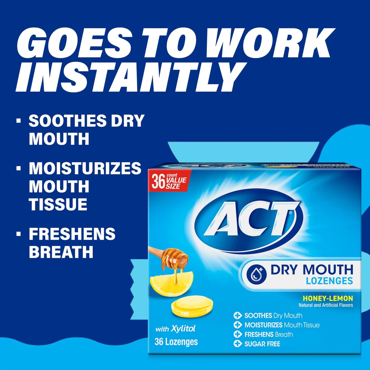 ACT Dry Mouth Lozenges with Xylitol, Sugar Free 36 Count