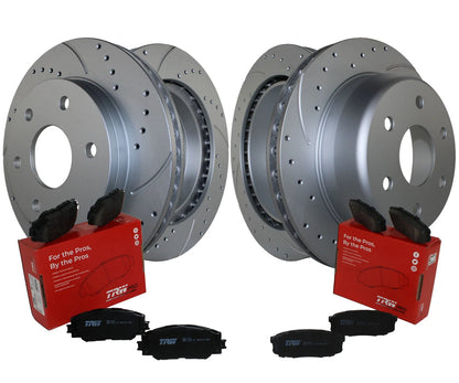 Front Rear Brake Kit with Drilled Rotors & TRW Pro Ceramic Pads for Silverado Sierra 1500 (2014–2019)