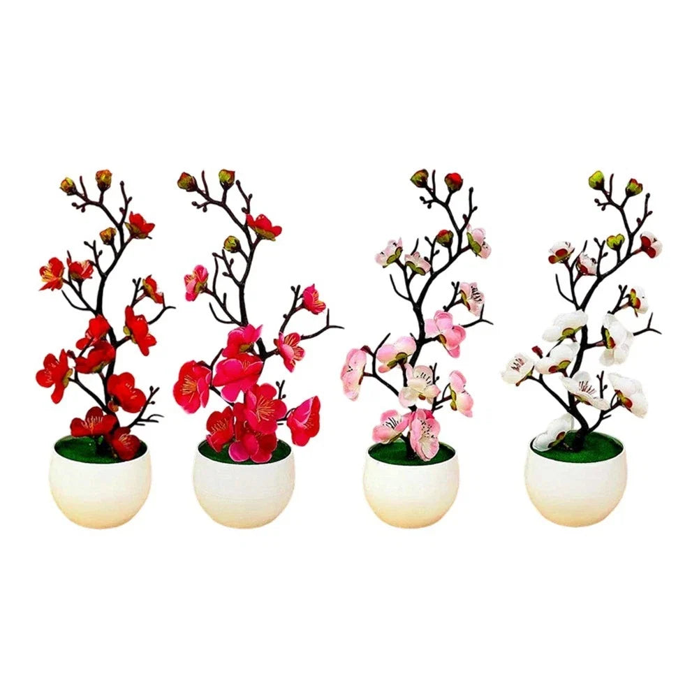 Set of 4 Low Maintenance Artificial Flower Arrangements for Indoor Use