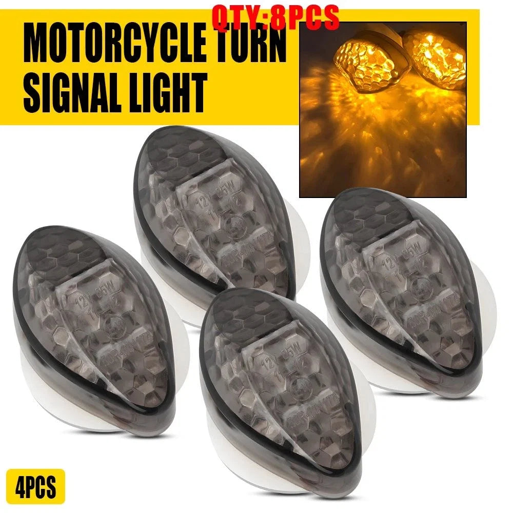 2X Smoked Lens Amber LED Flush Mount Turn Signal for Motorcycles (4-20)