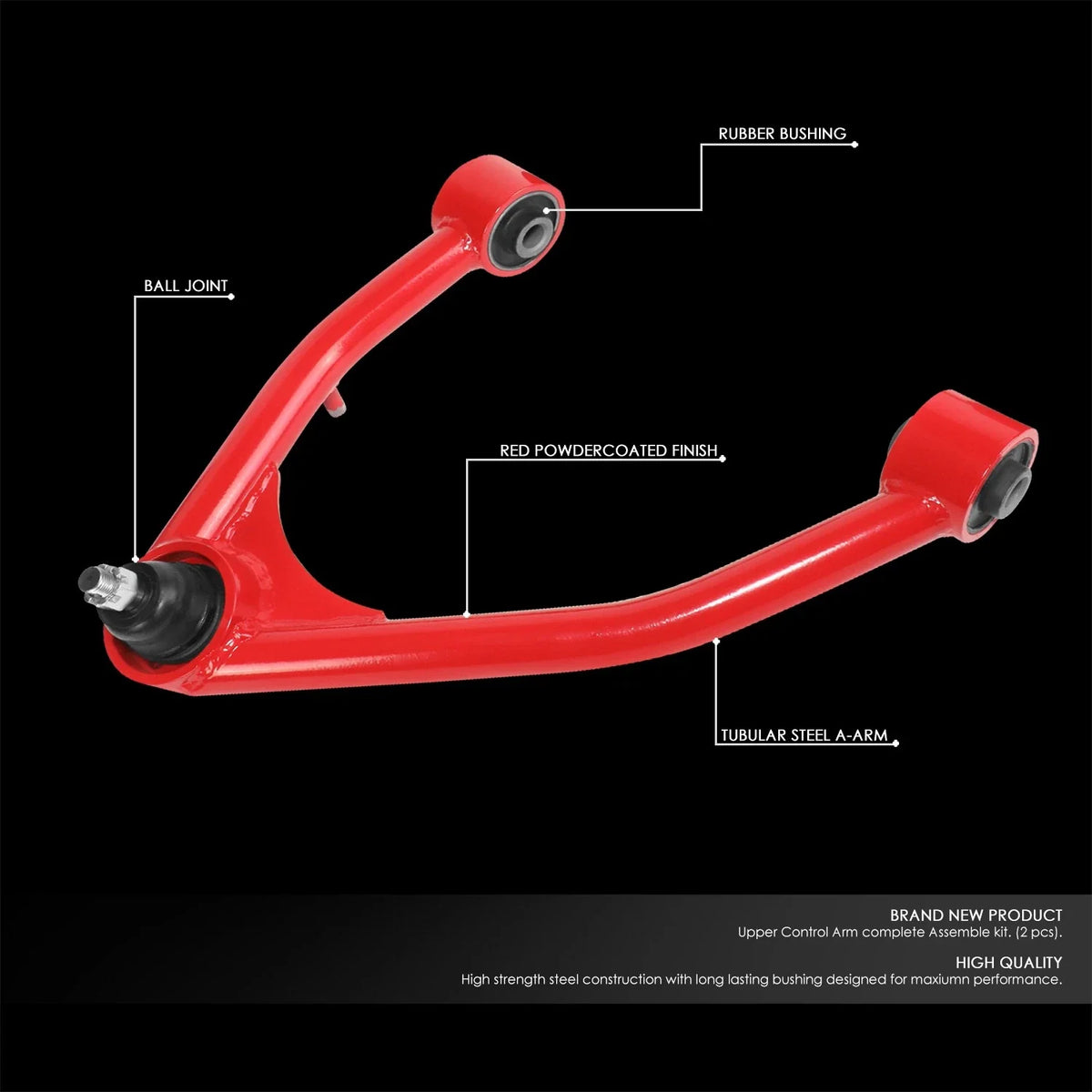 J2 2X Front Tubular Upper Control Arms for Sierra Silverado 1500 (2007–2019)