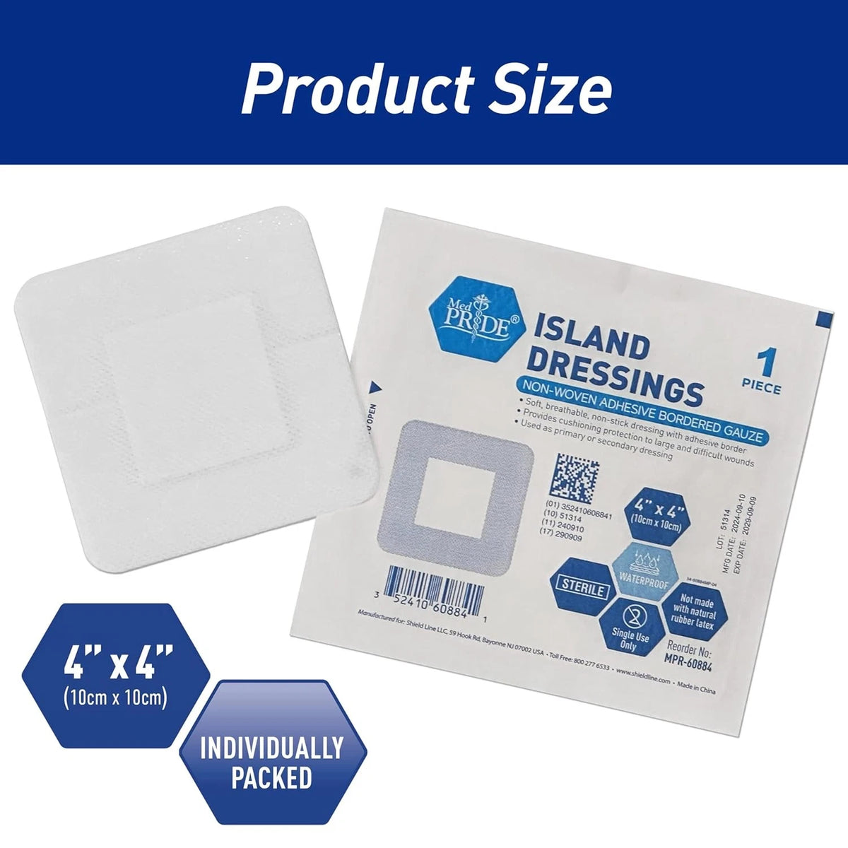 4" x 4" Bordered Gauze-Island Dressing for Medical Use