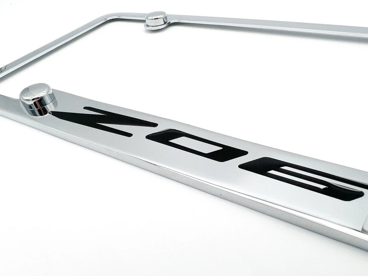 Notched Chrome License Plate Frame Replacement for Chevy C8 Corvette (2020–2024)