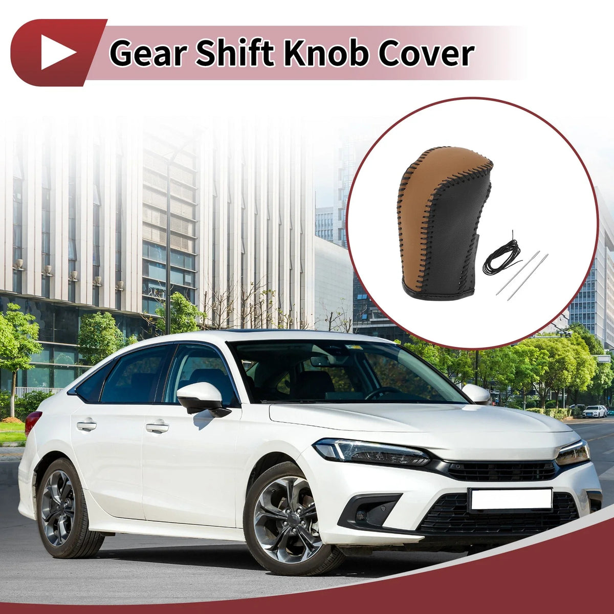 1 Pc Gear Shift Knob Cover for Honda Inspire (2023) Black Faux Leather