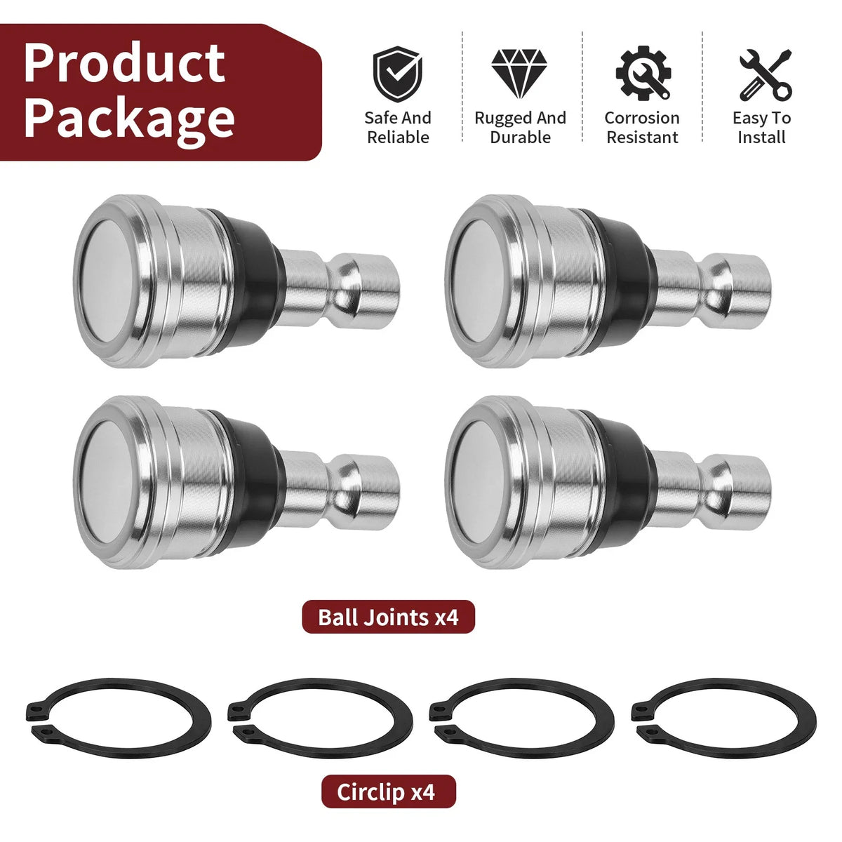 Set of 4 Upper Lower Ball Joints for Polaris (7082507, 7081991, 7081924, 7081859, 7081665)