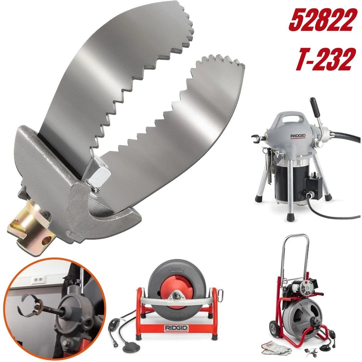 3" Double Cutter Sewer Auger for Ridgid Style Drain Cleaning