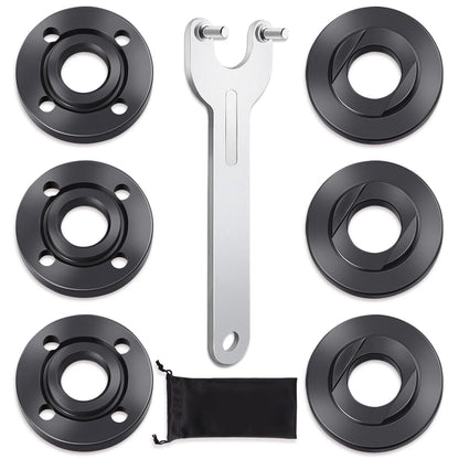 7PCS Angle Grinder Nut Flange Wrench Set - Premium Black & Silver
