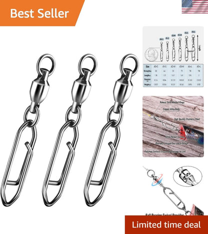 30-Piece Fishing Snap Swivels - Smooth 360° Ball Bearing Design
