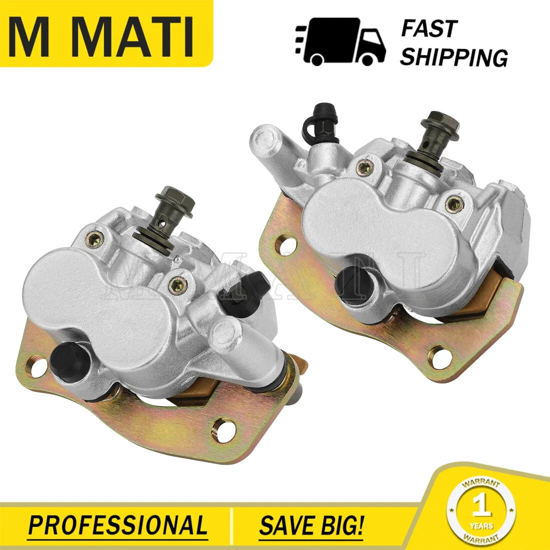 Front Left Right Brake Caliper & Pads for Yamaha Rhino 450 YXR450 (2006–2009)