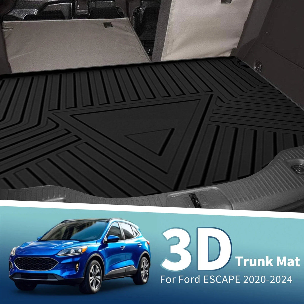 Flat Face Cargo Liner Rear Trunk Mat for Ford Escape (2020–2024) TPE
