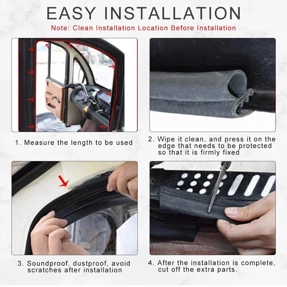Rubber Weather Strip Seal for Auto Door Window Lock Trunk Hood Edge (20FT)