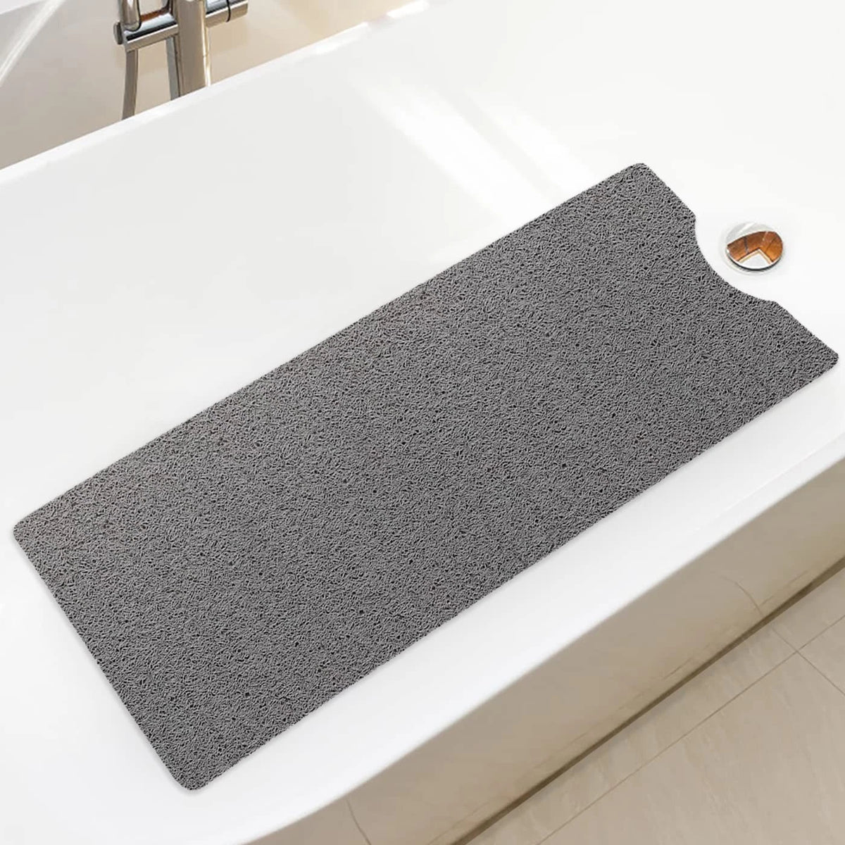 Non-Slip Bathtub Mat for Shower 40" x 16" Rectangular, Grey